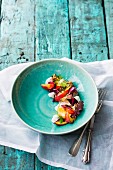 alt-baked nectarine, beetroot and goat’s labneh salad