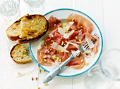 Parma ham with Parmesan and pine nuts