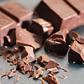 Chunks of Chocolate on White Background