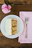 Slice of Frosted Sweet Tea Cake on Small Plate with Fork