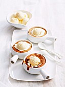 Warm caramel bake with vanilla ice cream