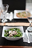 Lambs lettuce with mushrooms and a balsamic dressing