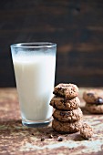 Oat cookies and a glass of milk