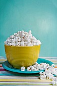 Popcorn in a yellow bowl