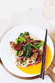 Beef with broccoli and rice noodles (Asia)