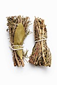 Dried bunches of herbs tied together