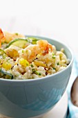 Risotto with prawns and cucumber