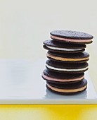 Chocolate Cookies Stacked on a Small Pedestal Dish
