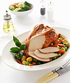 Roast turkey with a side of vegetables