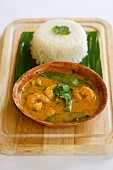 Red prawn curry with rice (Thailand)
