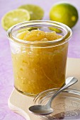 Lime marmalade in a jar