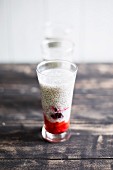Vegan chia pudding with coconut cream and berries