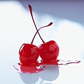 Two maraschino cherries
