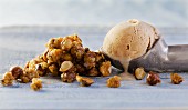 Hazelnut ice cream with salted hazelnut brittle