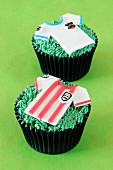 Cupcakes with football decorations