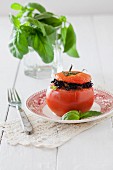 Stuffed tomatoes with black rice and basil