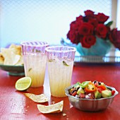 Margaritas and avocado salsa