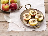 Baked apple with blue cheese and walnuts