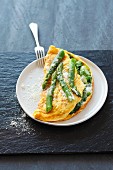 A spinach and asparagus omelette