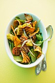 Salad made with grilled sweet potatoes and sweetcorn