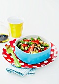 Bean salad with rocket and strawberries
