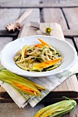 Pasta with courgettes and courgette flowers