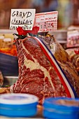 Charolais beef in a display counter