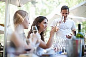 An outdoor wine tasting session