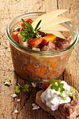 Wild boar in aspic with carrots and apple