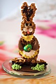 An Easter bunny made from muesli bars and chocolate