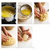 Dough being made with melted butter