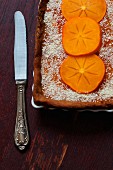 Persimmon and vanilla cream tart with cocoa butter