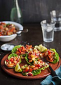 Salad wraps with chicken and pineapple salsa