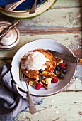 Jaffles with vanilla ice cream and berries