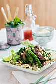 Freid beef with broccoli and noodles (Asia)