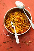 Tagliatelle with a sweet and spicy tomato sauce