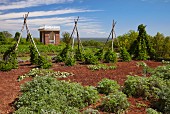 Pavillon im restaurierten Thomas Jefferson Gemüsegarten in Monticello, Virginia, USA