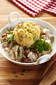 Millet bake with bacon and mushrooms