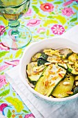 Sauteed courgette with garlic and toasted pine nuts