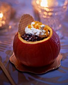 Spelt risotto served in a pumpkin