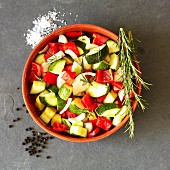 Chopped vegetables with rosemary