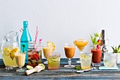 Various fruity summer drinks