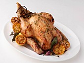 Oven-roasted chicken with garlic, lemon and herbs