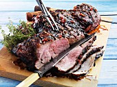 Marinated and grilled leg of lamb