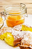 Quark pancakes with apricot compote