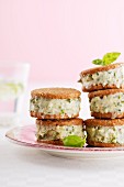 Ice cream sandwiches made with basil ice cream