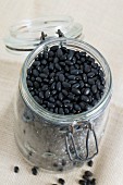 Black beans in a storage jar