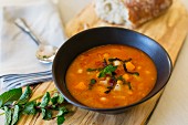 Vegetable soup with carrots and fresh mint