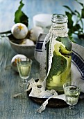A bottle of lemon and dill schnapps