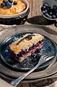 Rice pudding cake with blueberries
